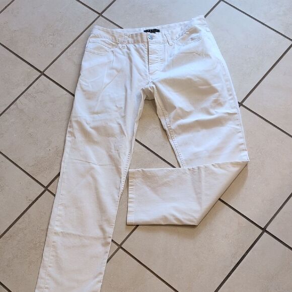 Theory Hayden Editor White Slim Straight Pants Cotton Size 33 - Picture 2 of 12